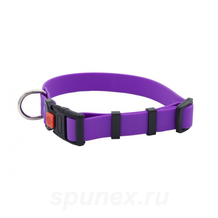 Ошейник из биотана с фастексом, 15мм, обх.шеи. 20-31см, матовый, фиолетовый